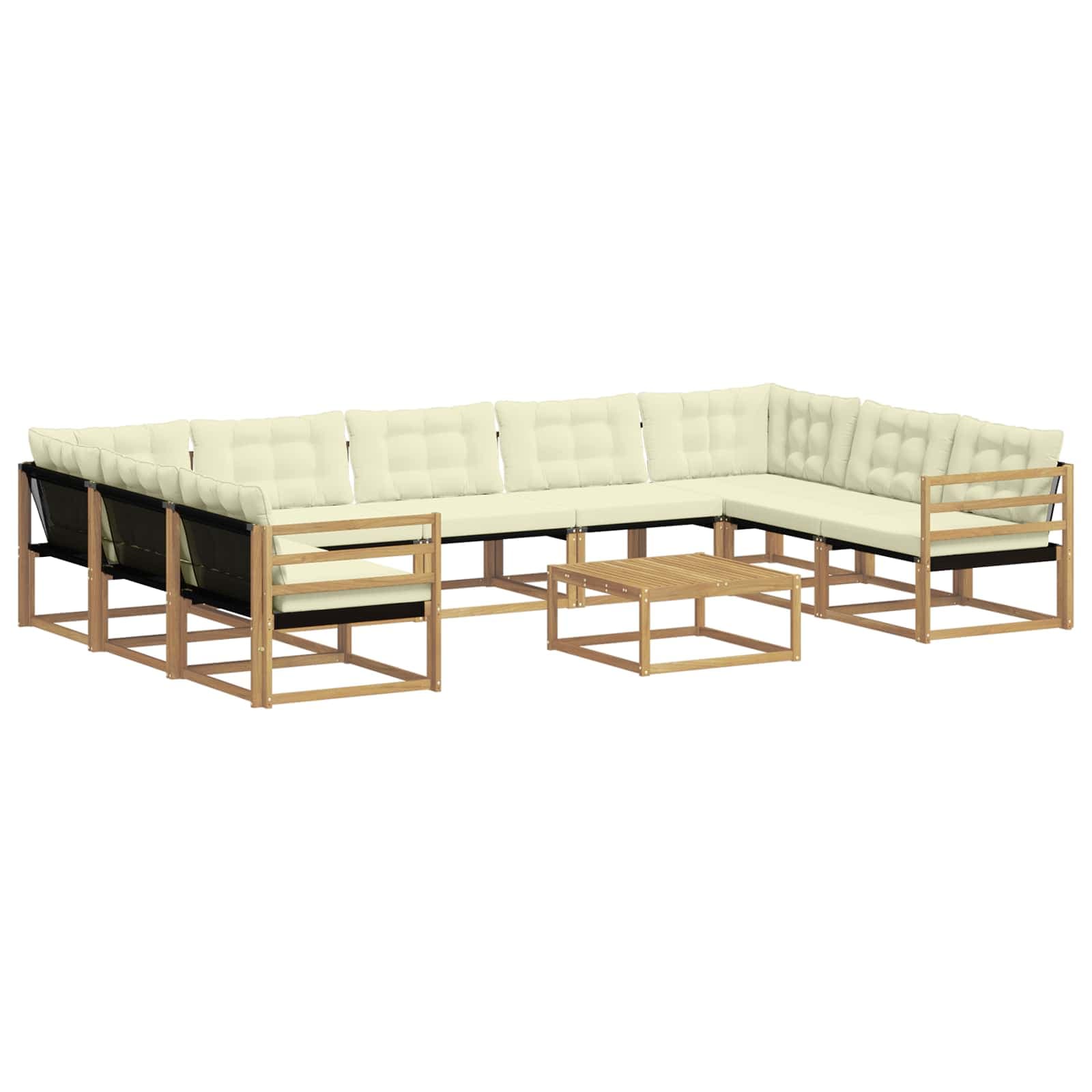vidaXL Conjunto de Sofás para Exterior 10 pcs Branco e Creme
