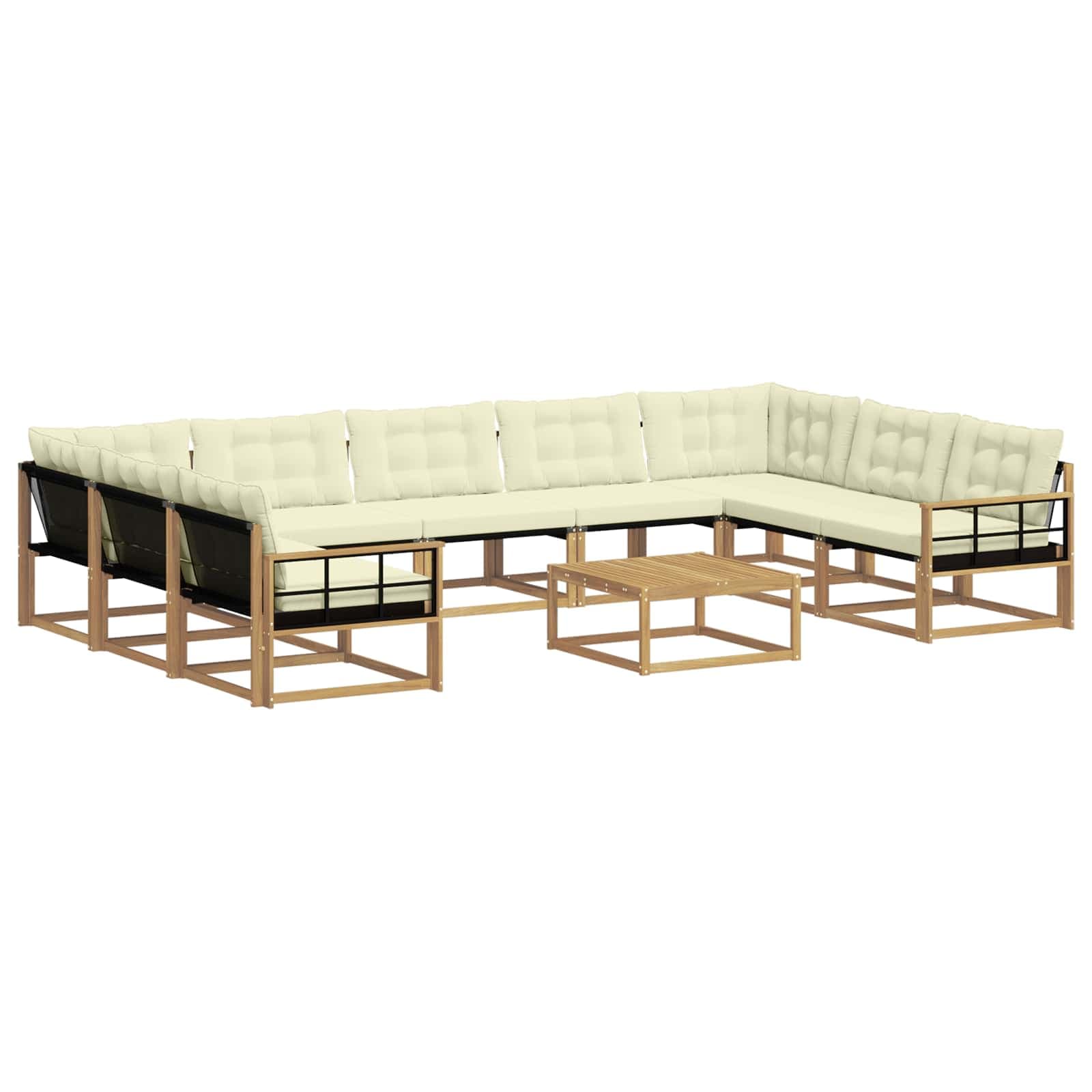 vidaXL Conjunto de Sofás para Exterior 10 pcs Branco e Creme