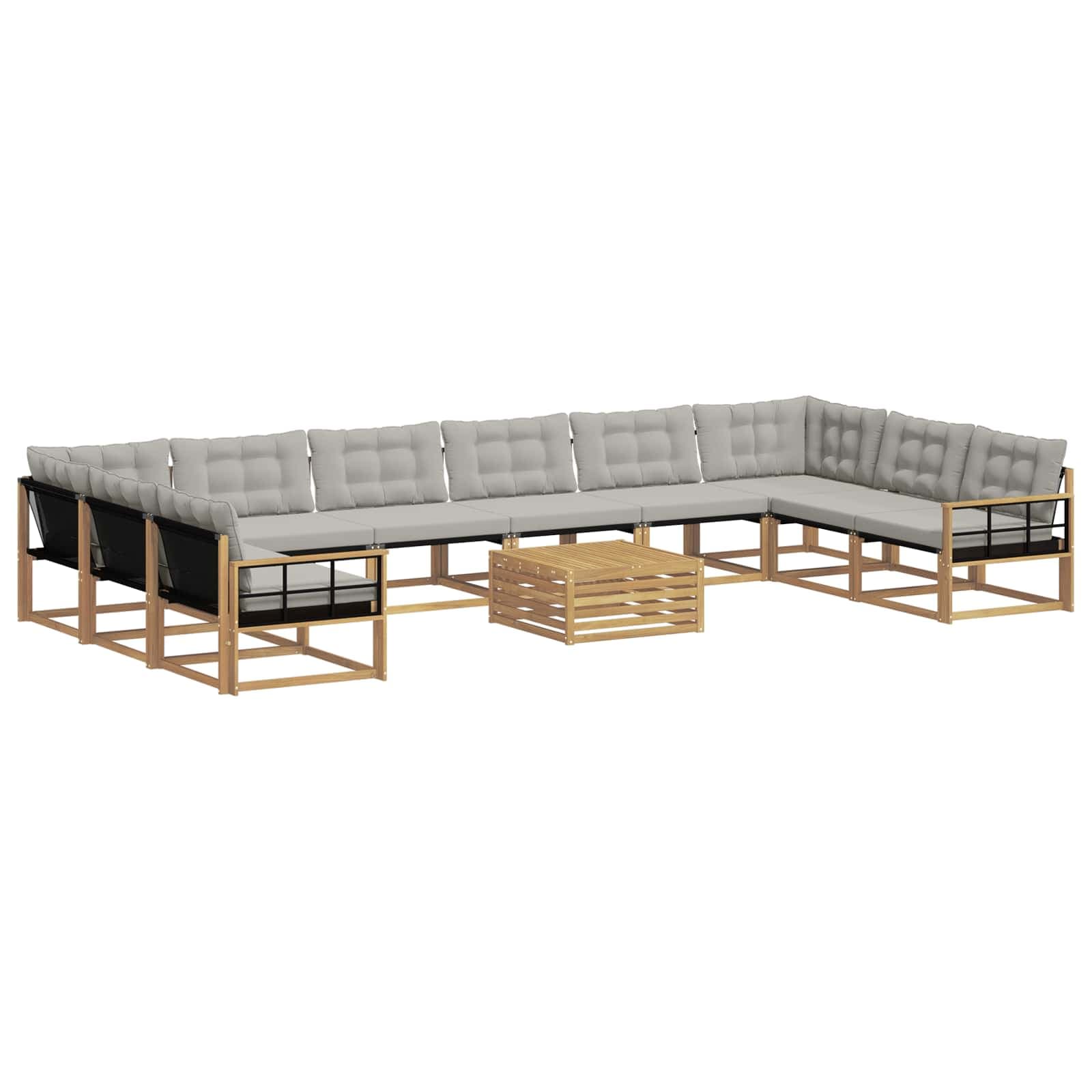 vidaXL Conjunto de Sofás para Exterior 11 pcs Branco e Cinzento-Claro