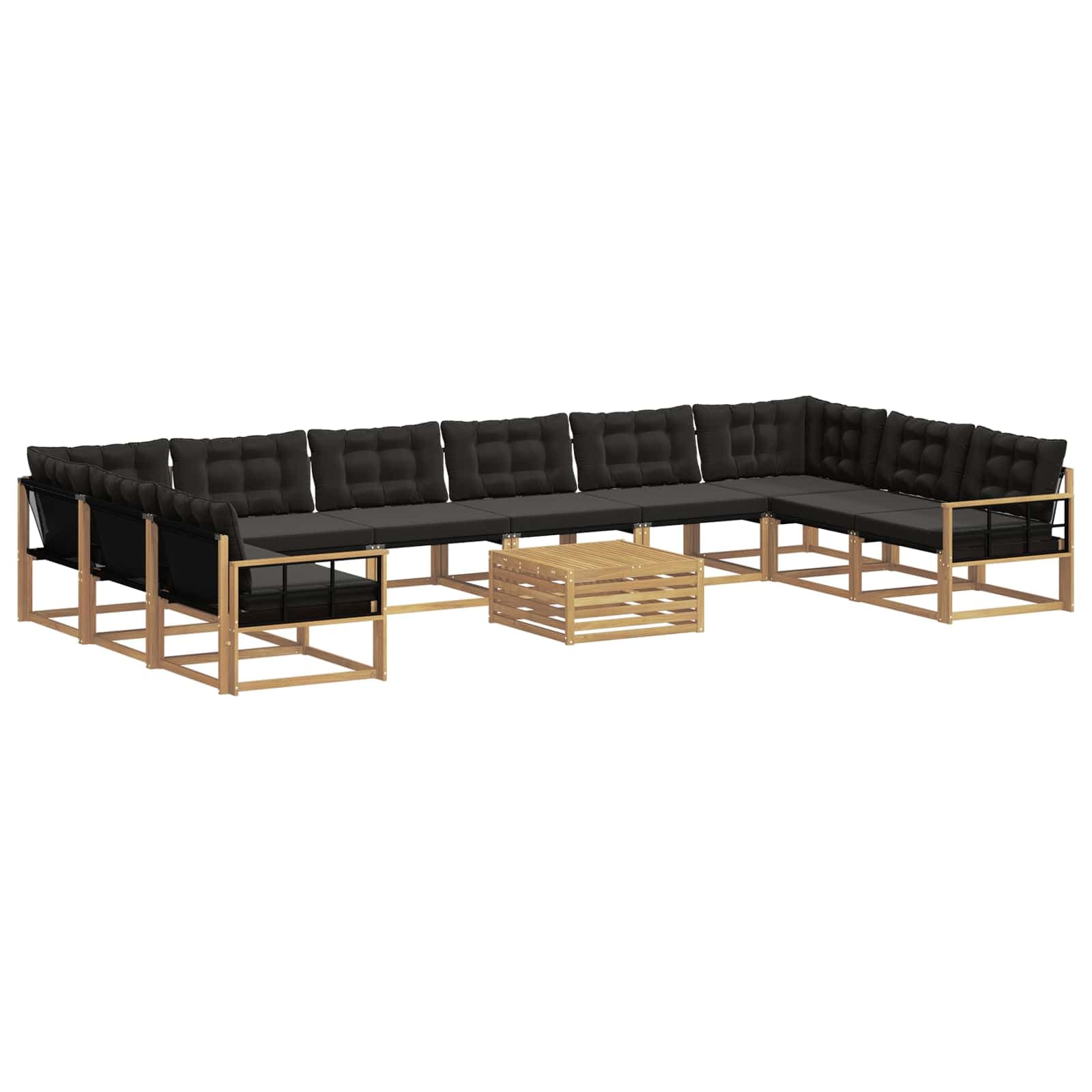 vidaXL Conjunto de Sofás para Exterior 11 pcs Branco e Preto