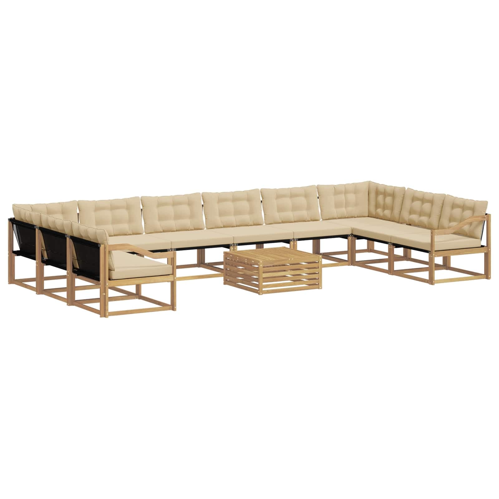 vidaXL Conjunto de Sofás para Exterior 11 pcs Branco e Bege