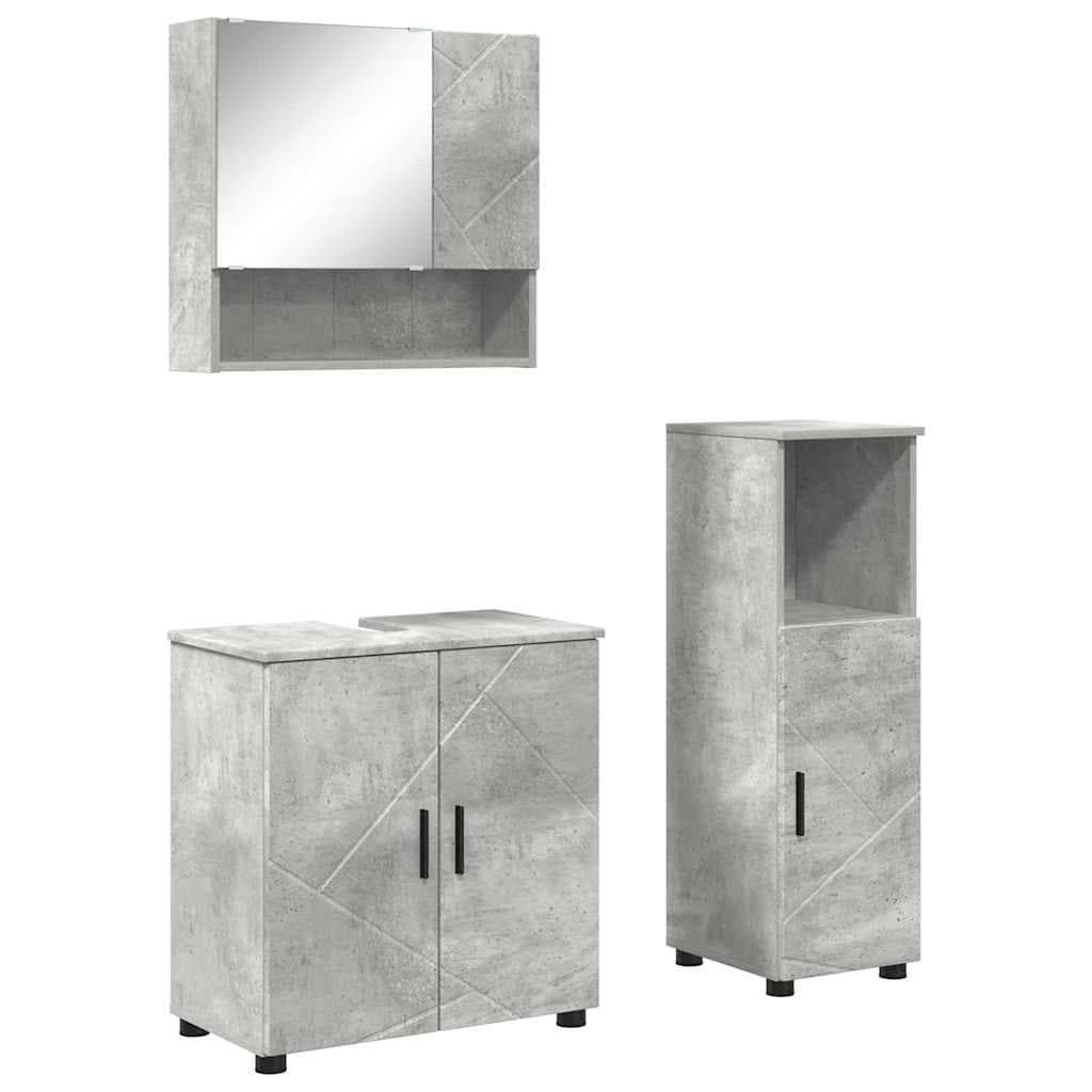 vidaXL Conjunto de Móveis para Banheiro 3 pcs Cinzento cimento