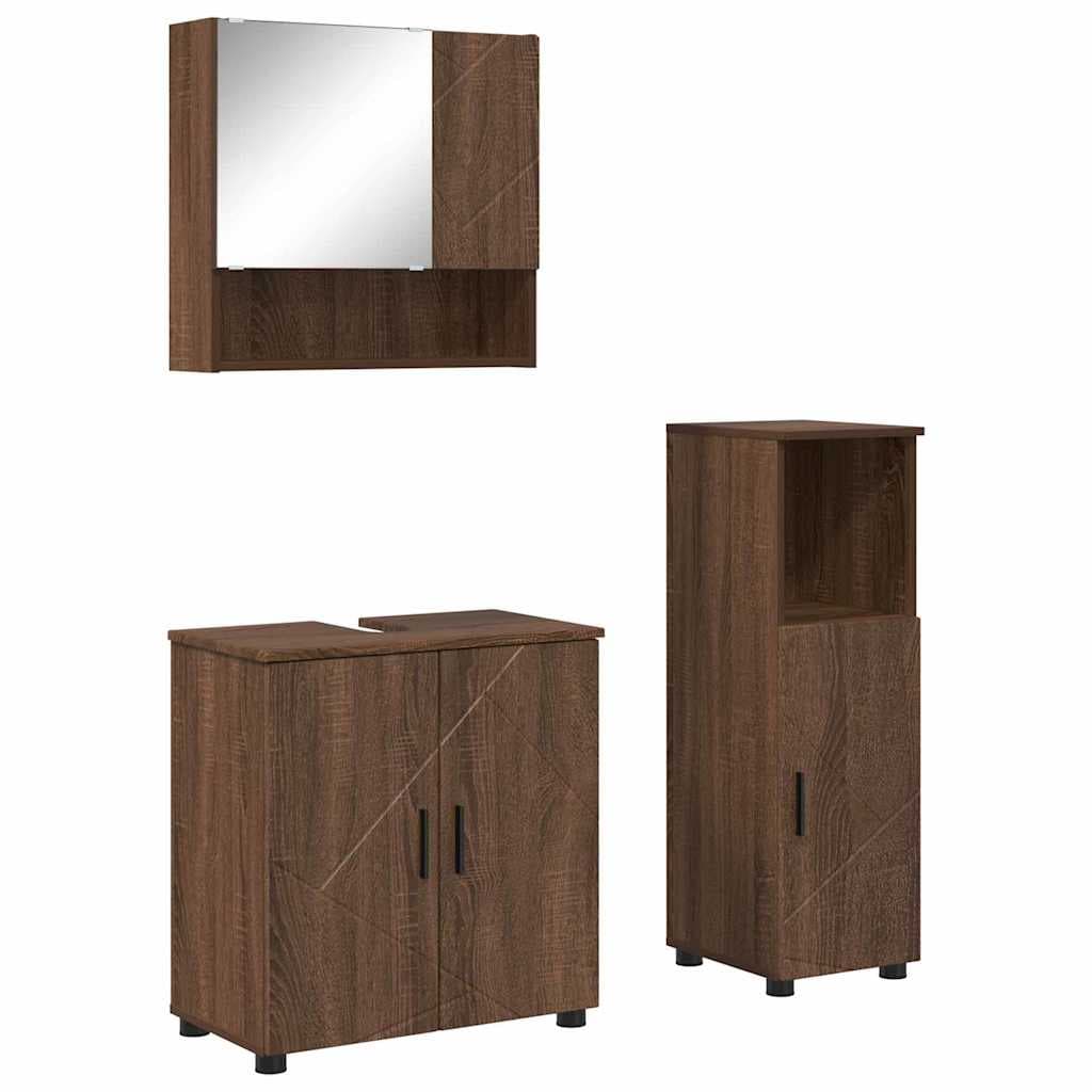 vidaXL Conjunto de Móveis para Banheiro 3 pcs Carvalho Marrom