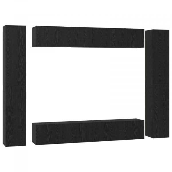 vidaXL Conjunto de Móvel de TV Montado Na Parede 10 Peças Carvalho Preto - 3252979535