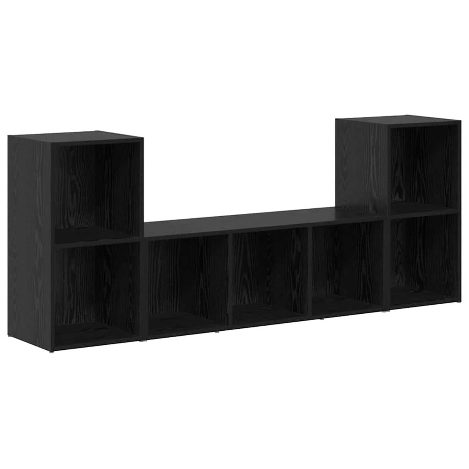 vidaXL Conjunto de Móvel de TV 3 Peças Preto Madeira Processada - 766269498