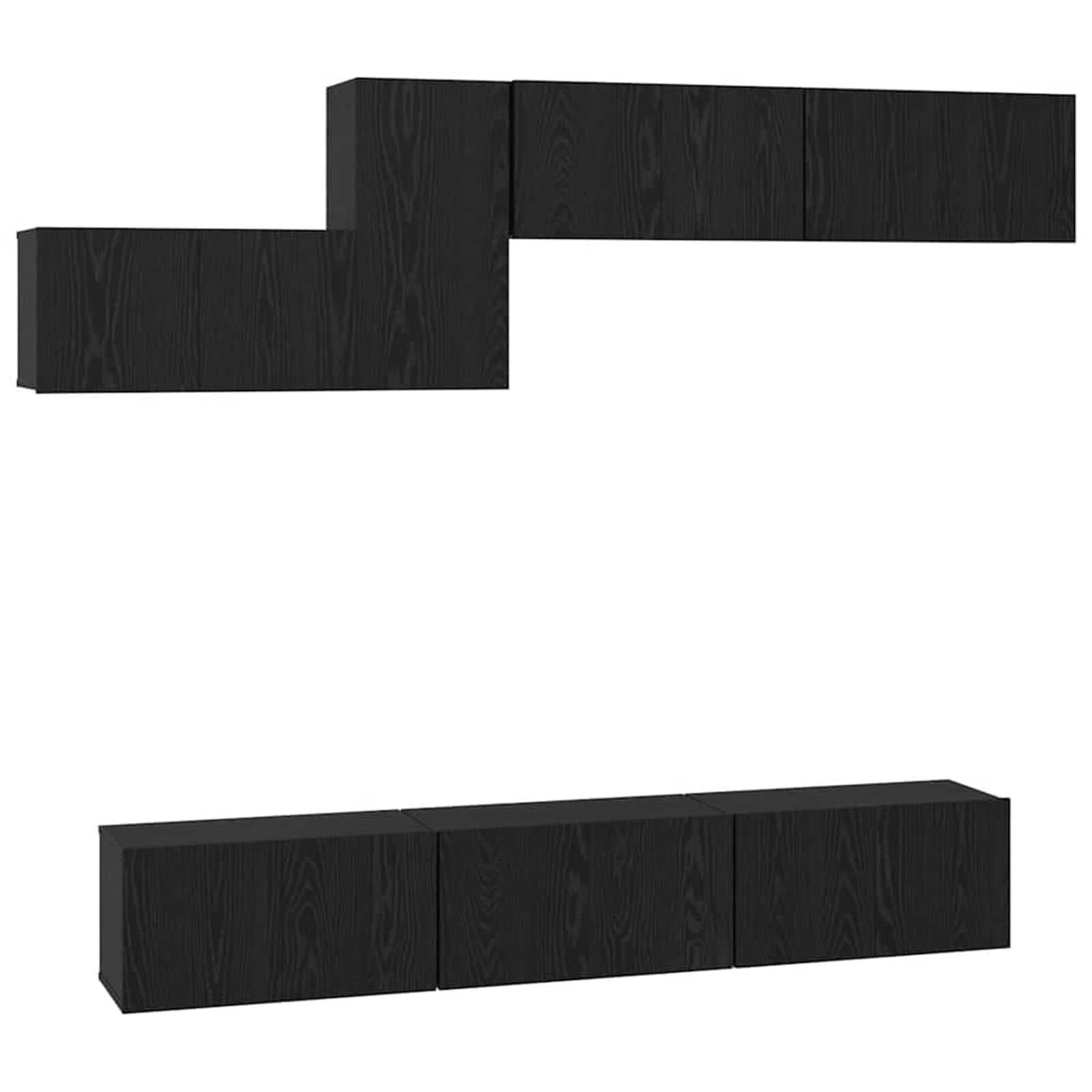 vidaXL Conjunto de Móvel de TV Carvalho Preto Madeira Processada - 2615320284