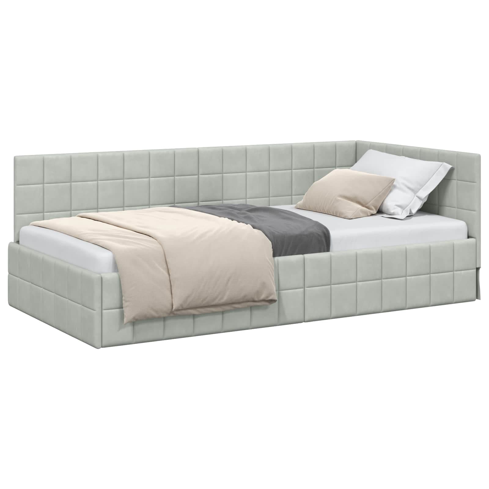 vidaXL Estrutura de Cama de Canto Cinzento-claro 100 cm x 200 cm