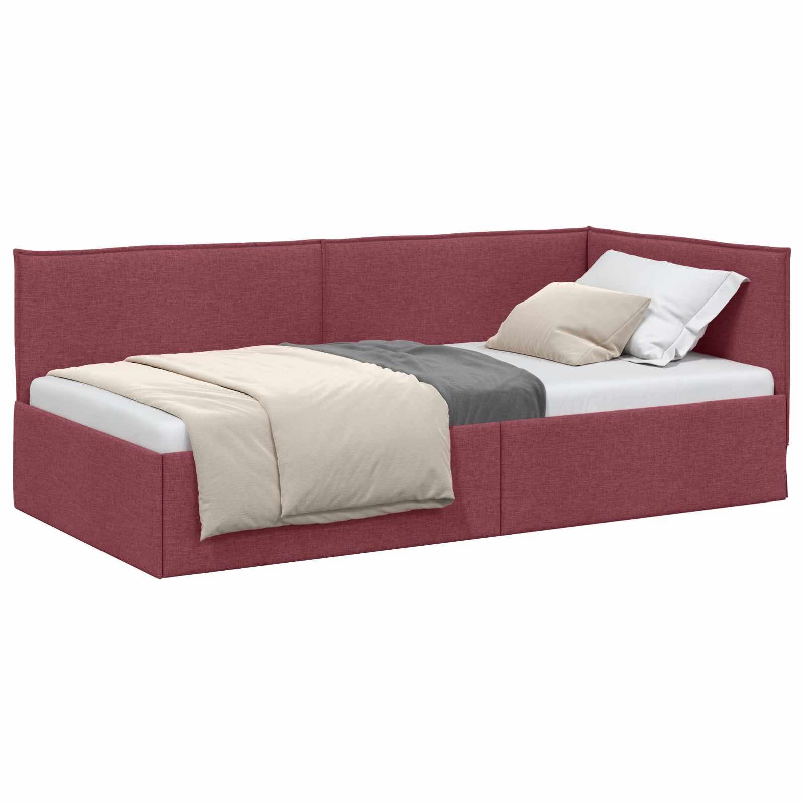 vidaXL Estrutura de Cama de Canto Vinho Vermelho 80 x 200 cm tecido
