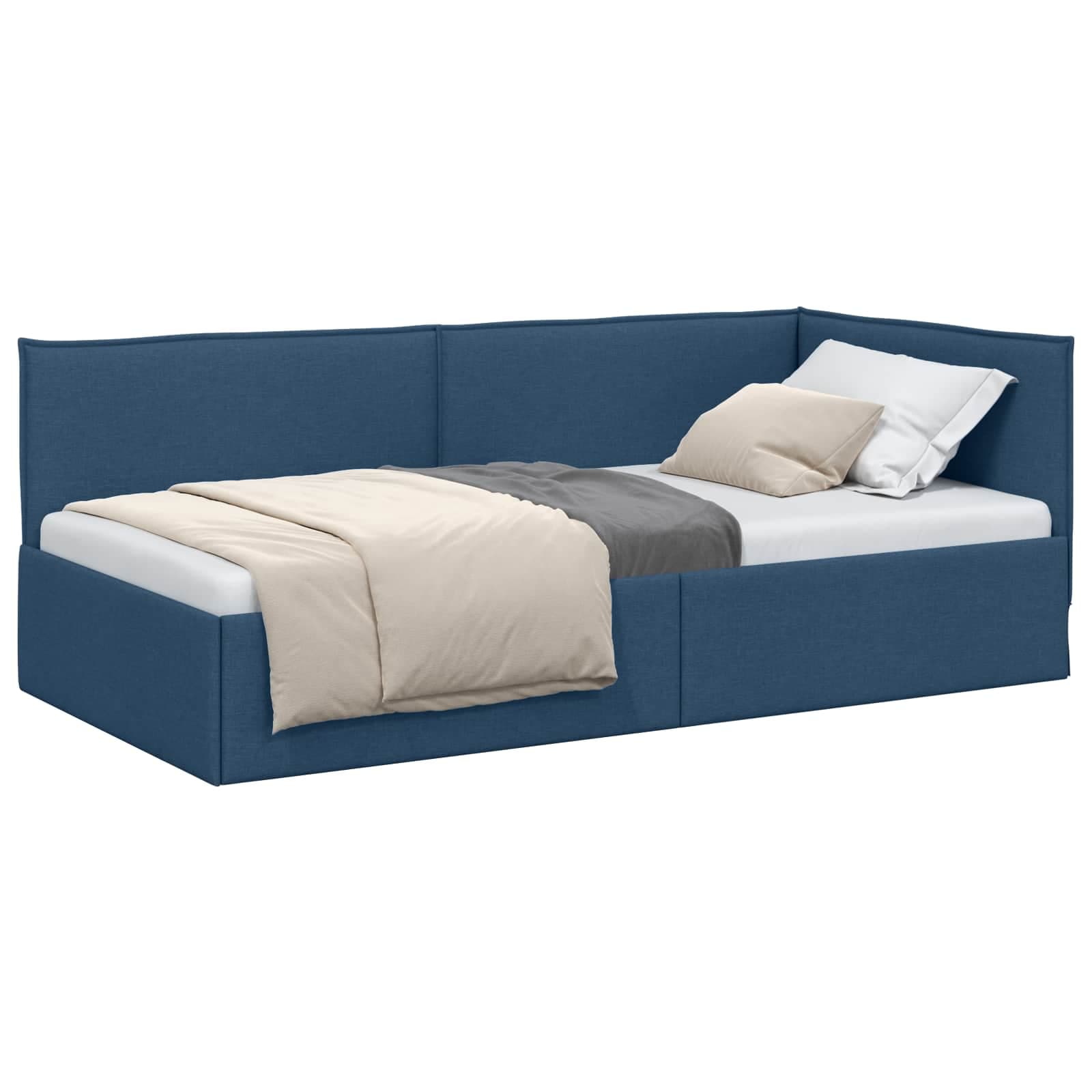 vidaXL Estrutura de Cama de Canto Azul 80 x 200 cm tecido