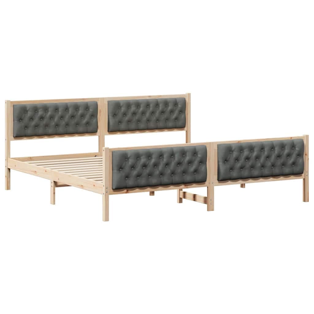 vidaXL Estrutura da Cama com cabeceira Cinza Escuro 200 x 200 cm