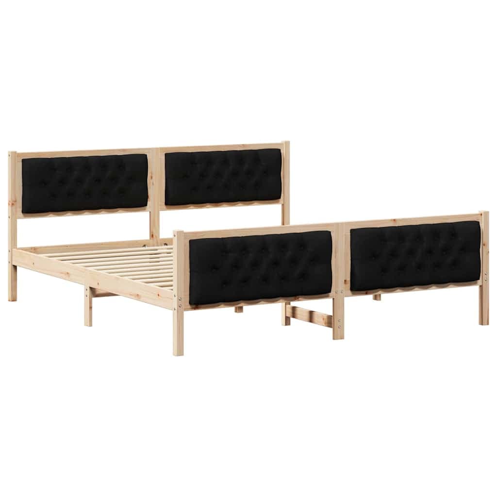vidaXL Estrutura da Cama Preto 160 x 200 cm Madeira de Pinheiro Sólida