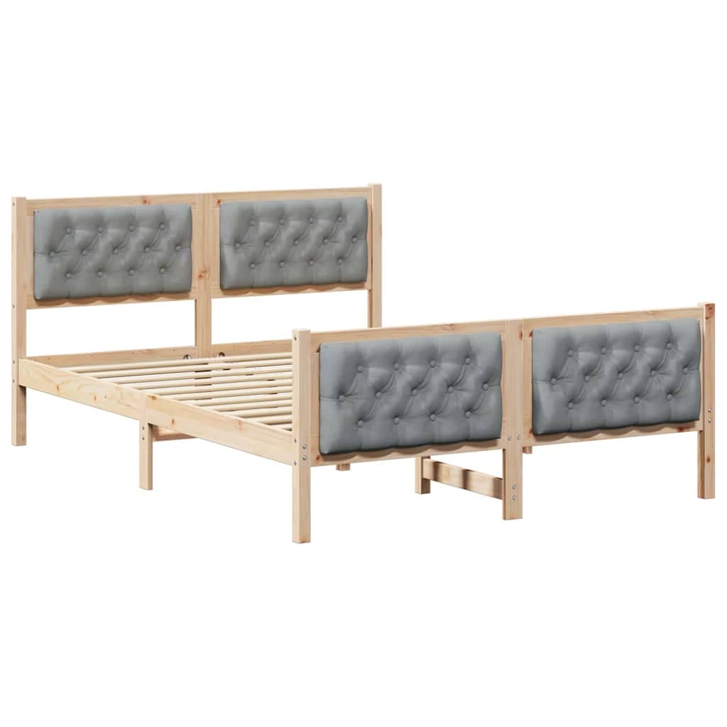vidaXL Estrutura da Cama com cabeceira Cinzento-claro 140 x 190 cm