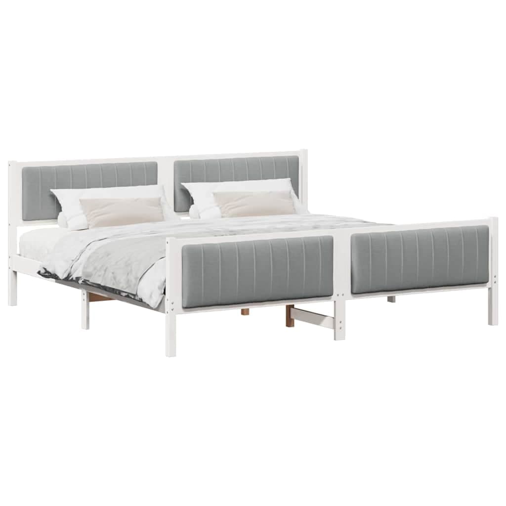 vidaXL Estrutura da cama Branco e cinza claro 200 x 200 cm