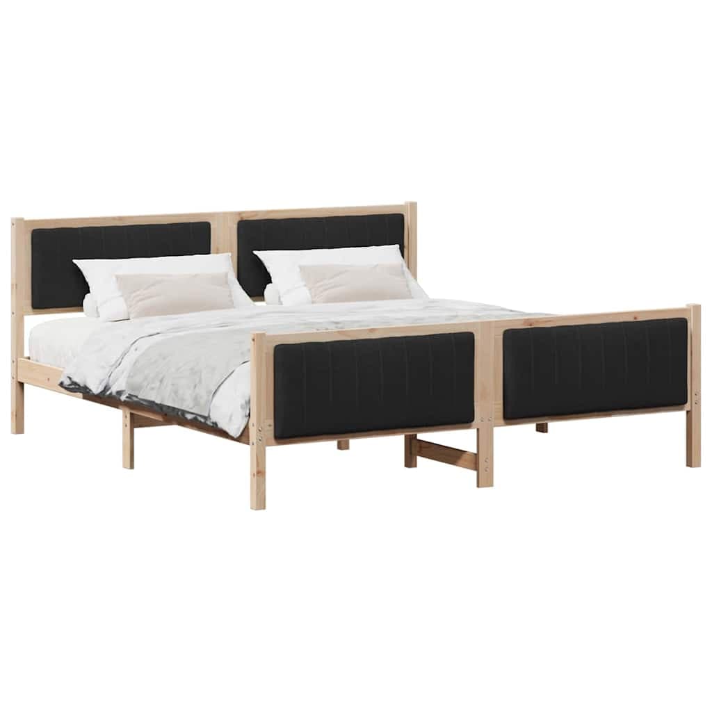 vidaXL Estrutura da cama com cabeceira Castanho e preto 180 x 200 cm