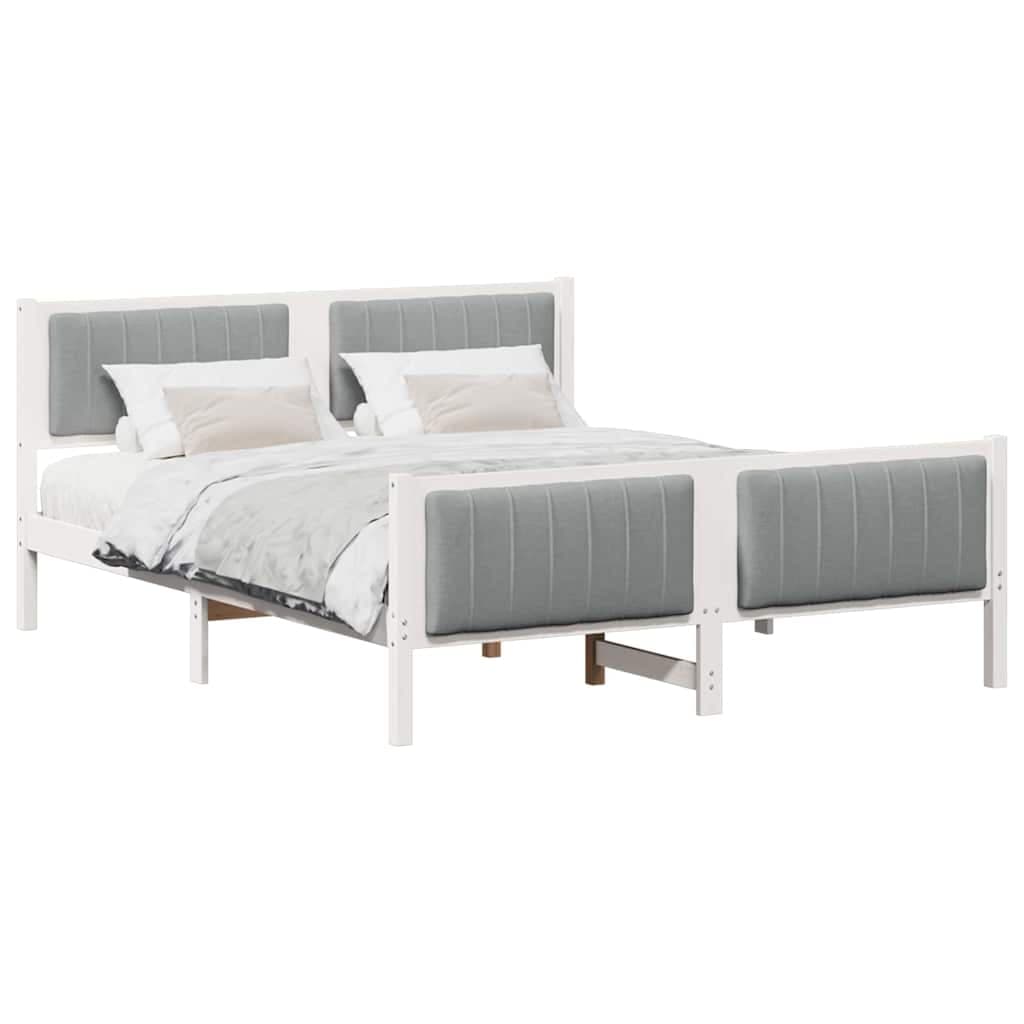 vidaXL Estrutura da cama Branco e cinza claro 160 x 200 cm