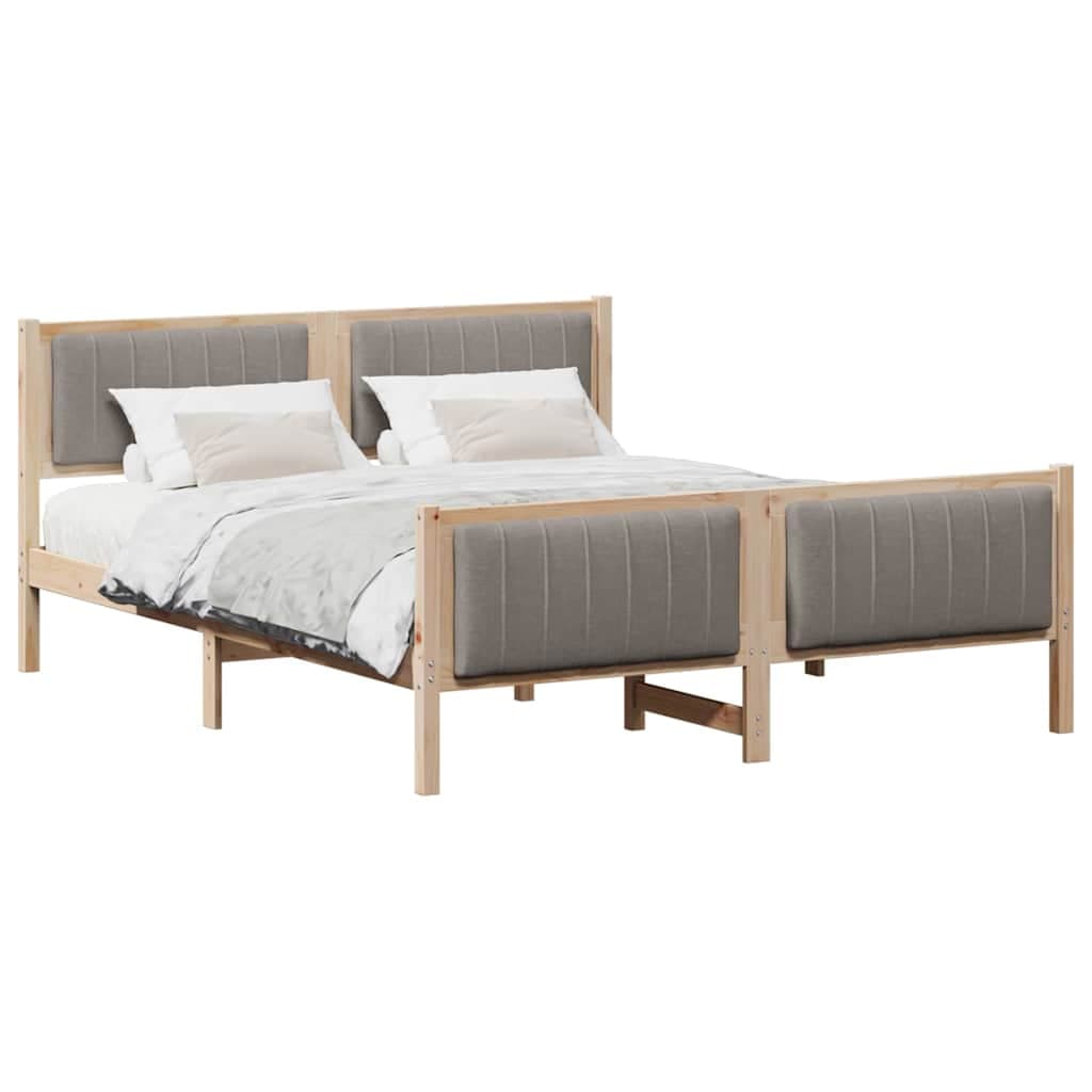 vidaXL Estrutura da cama com cabeceira Marrom e taupe 150 x 200 cm