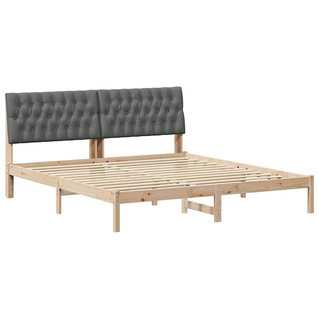 vidaXL Estrutura de Cama com Cabeceira Estofada Castanho 180 x 200 cm