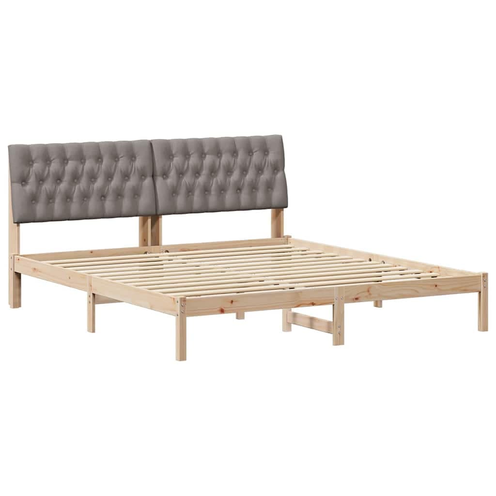 vidaXL Estrutura de Cama com Cabeceira Estofada Castanho 180 x 200 cm