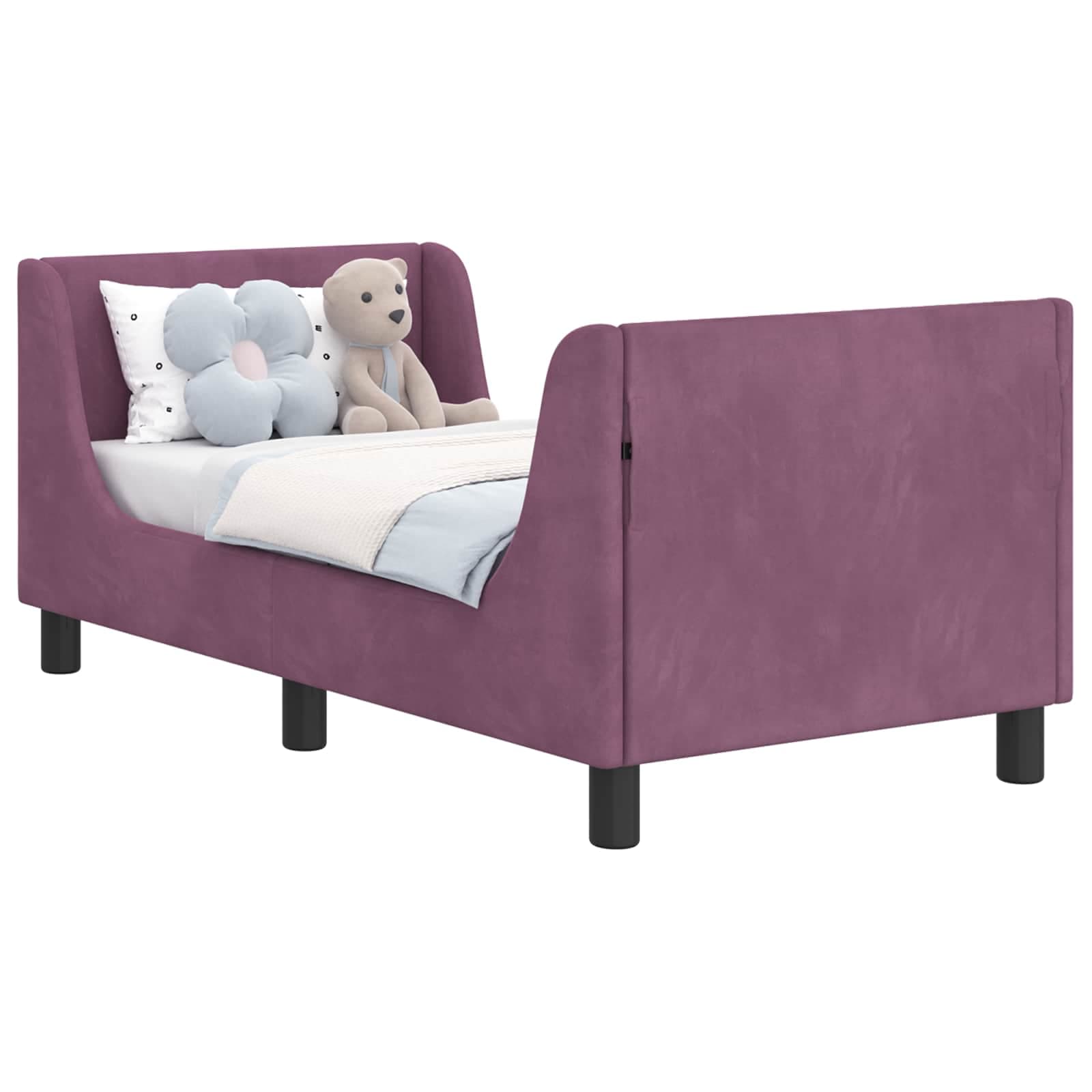 vidaXL Estrutura de Cama para Criança com Cabeceira Roxo 70 x 140 cm