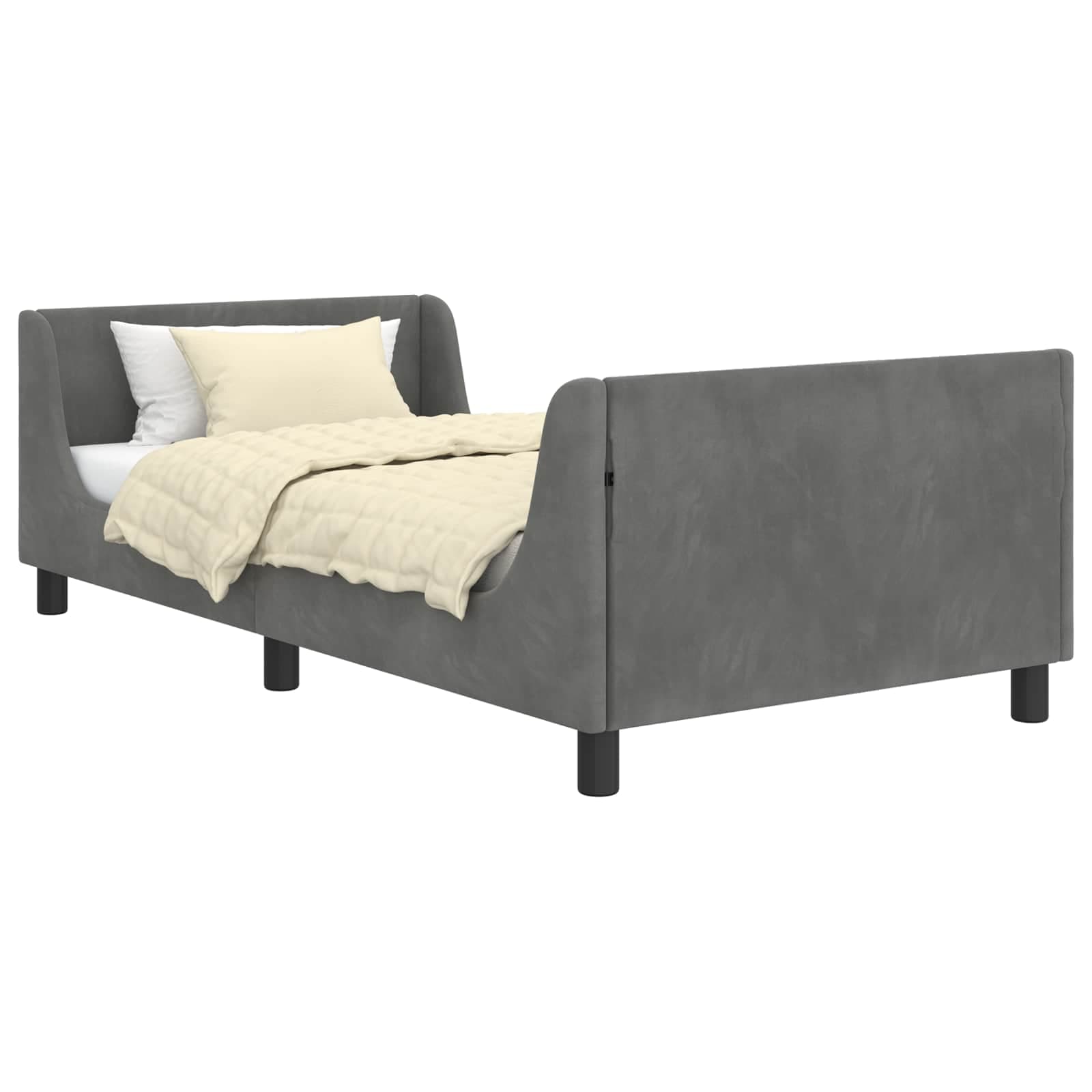 vidaXL Estrutura de Cama Infantil com Cabeceira Cinzento-Escuro Veludo