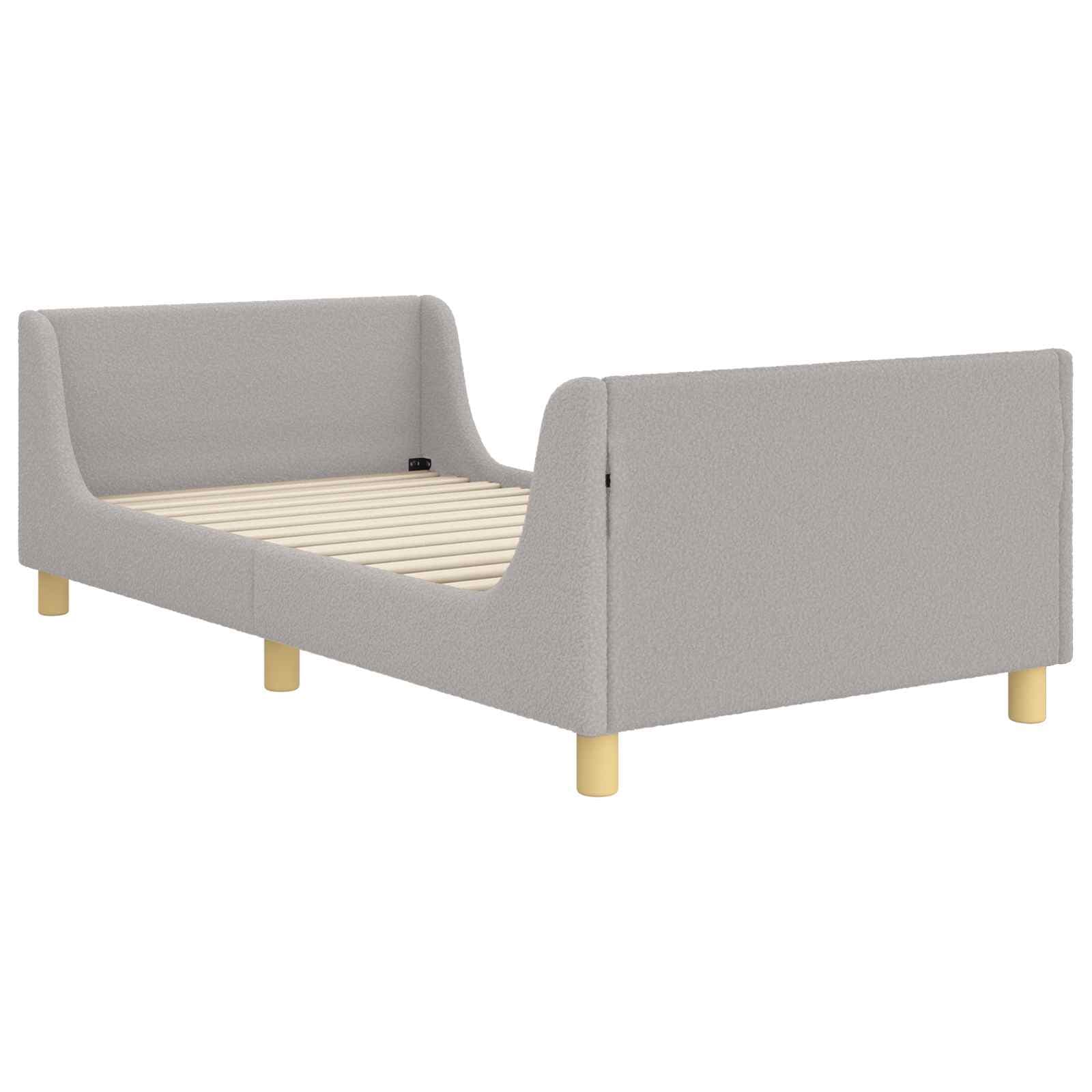 vidaXL Estrutura de Cama Infantil com Cabeceira Cinzento-claro Bouclé