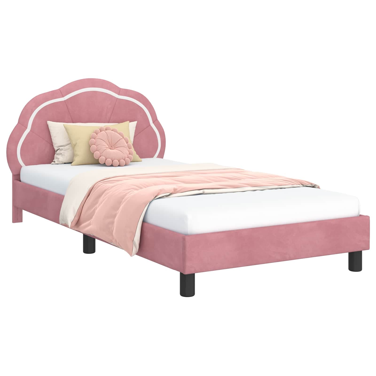 vidaXL Estrutura de Cama Infantil com Cabeceira Rosa 80 x 200 cm