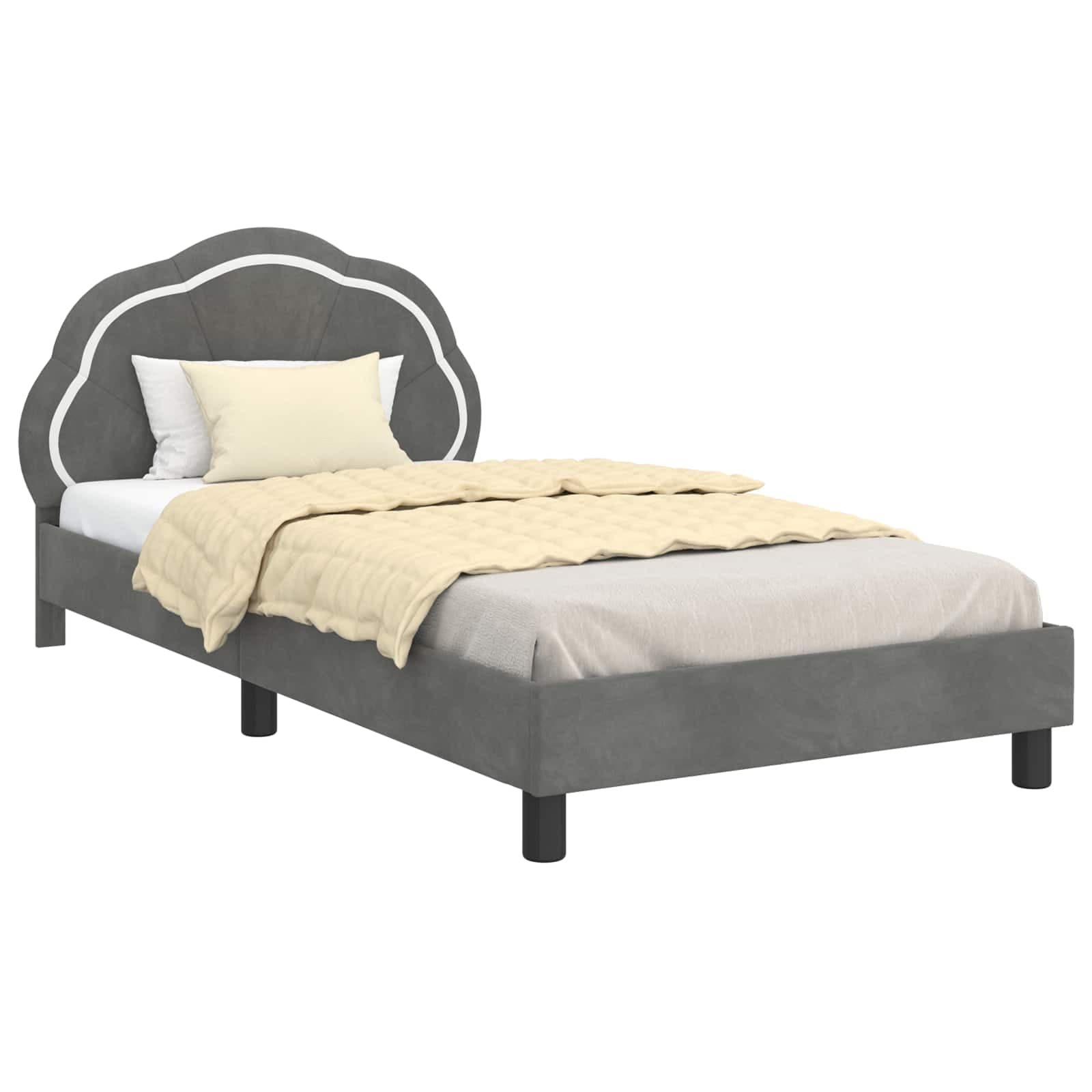 vidaXL Estrutura de Cama Infantil com Cabeceira Cinzento-Escuro Veludo