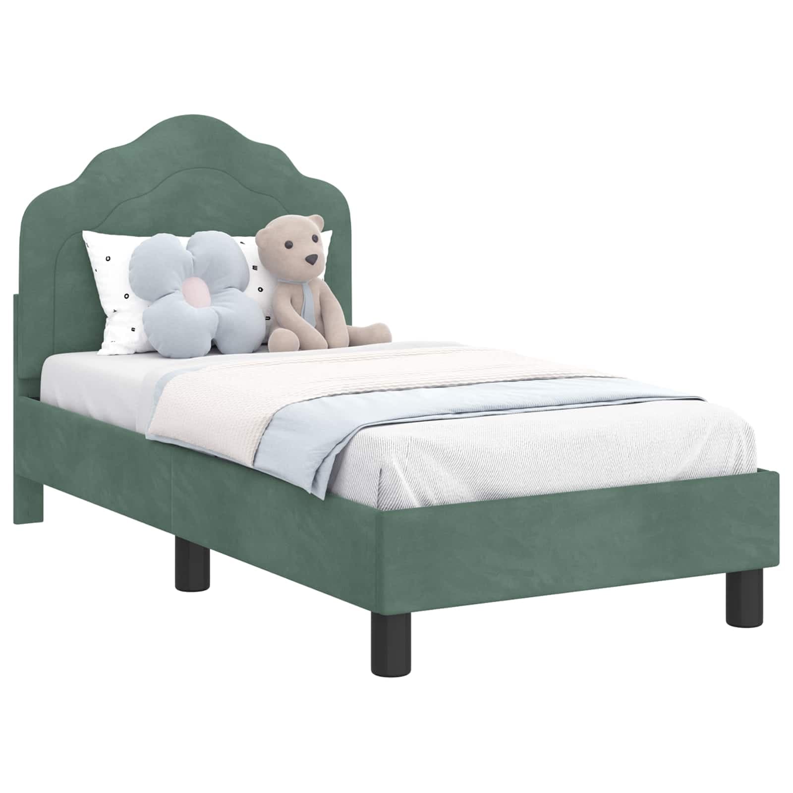 vidaXL Estrutura de Cama para Criança com Cabeceira Verde do Mar