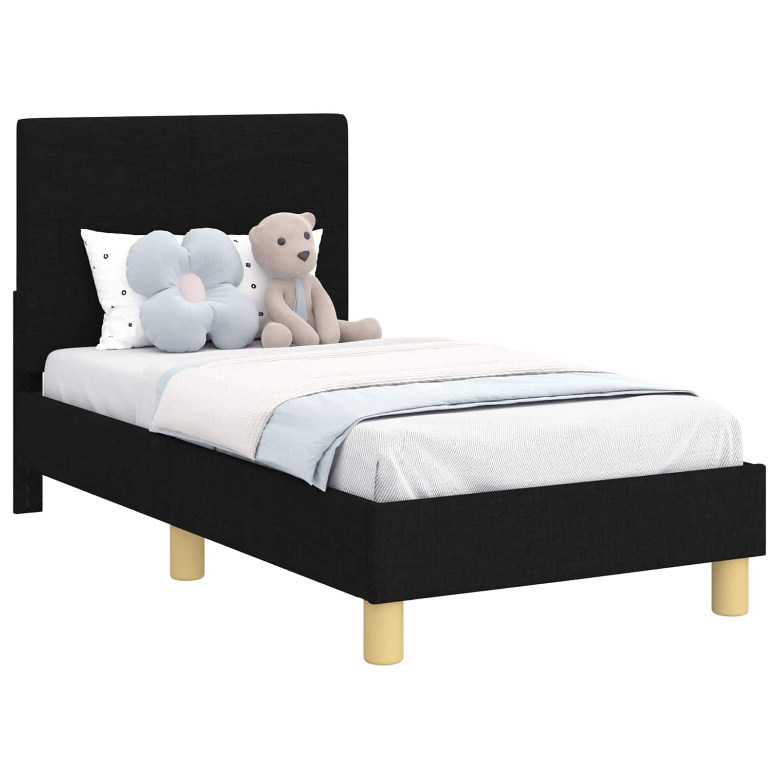 vidaXL Estrutura de Cama para Criança com Cabeceira Preto 70 x 140 cm