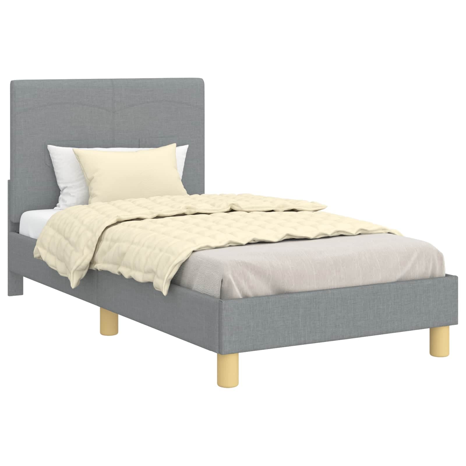 vidaXL Estrutura de Cama Infantil com Cabeceira Cinzento-claro tecido