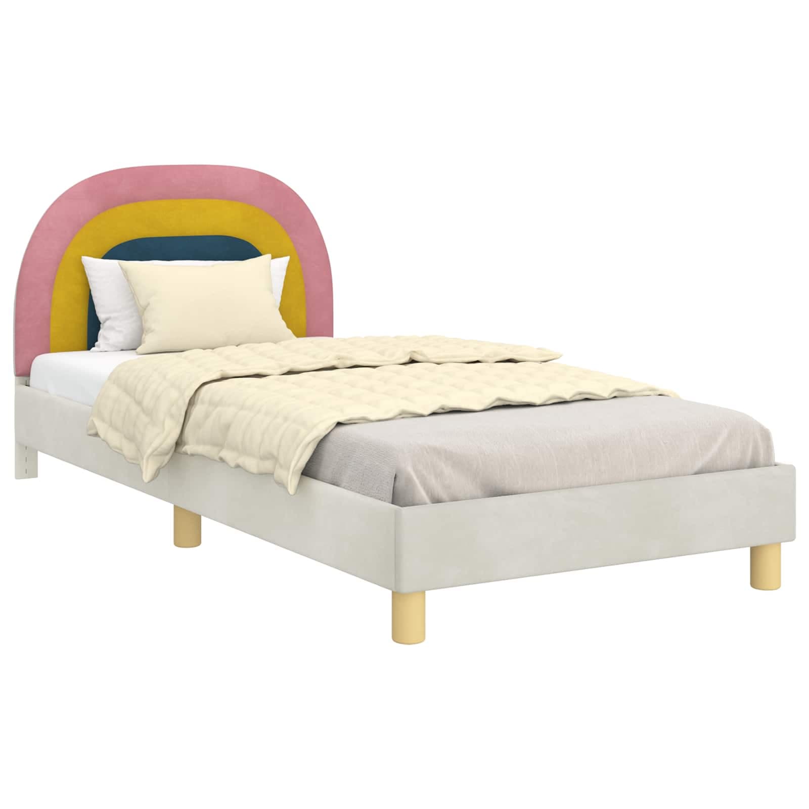vidaXL Estrutura de Cama Infantil com Cabeceira Creme 90 x 200 cm
