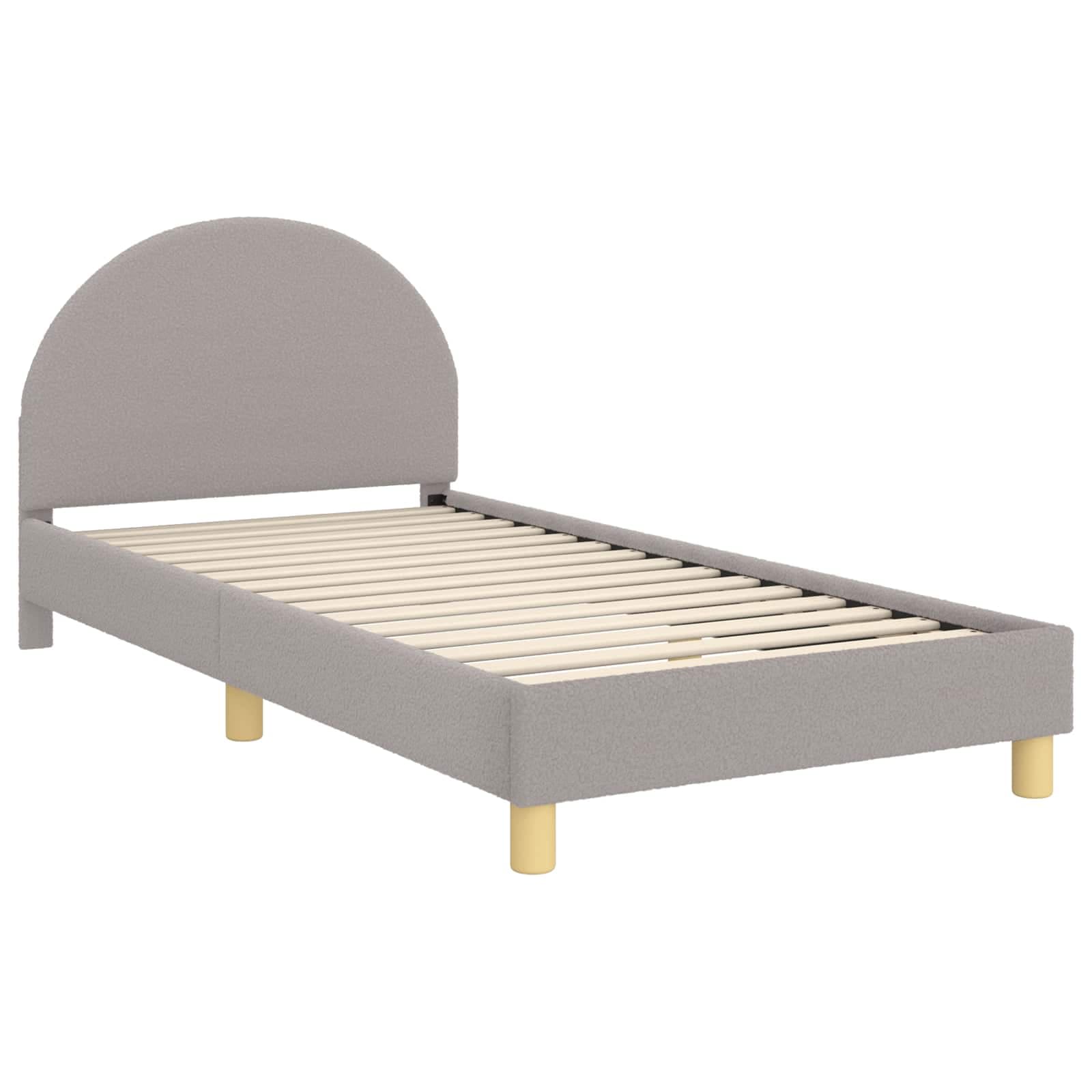 vidaXL Estrutura de Cama Infantil com Cabeceira Cinzento-claro Bouclé