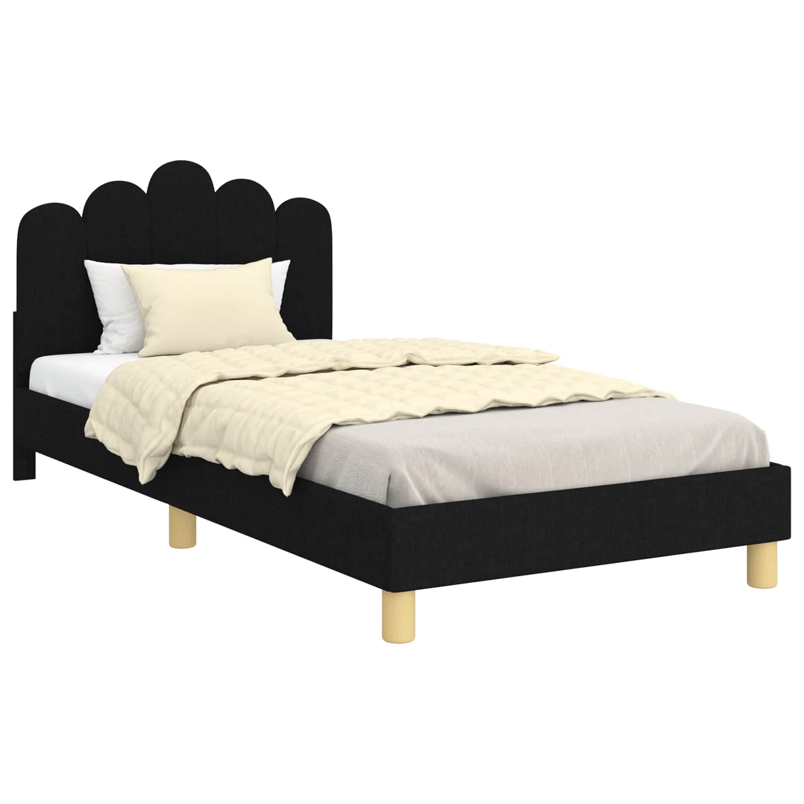 vidaXL Estrutura de Cama Infantil com Cabeceira Preto 80 x 200 cm