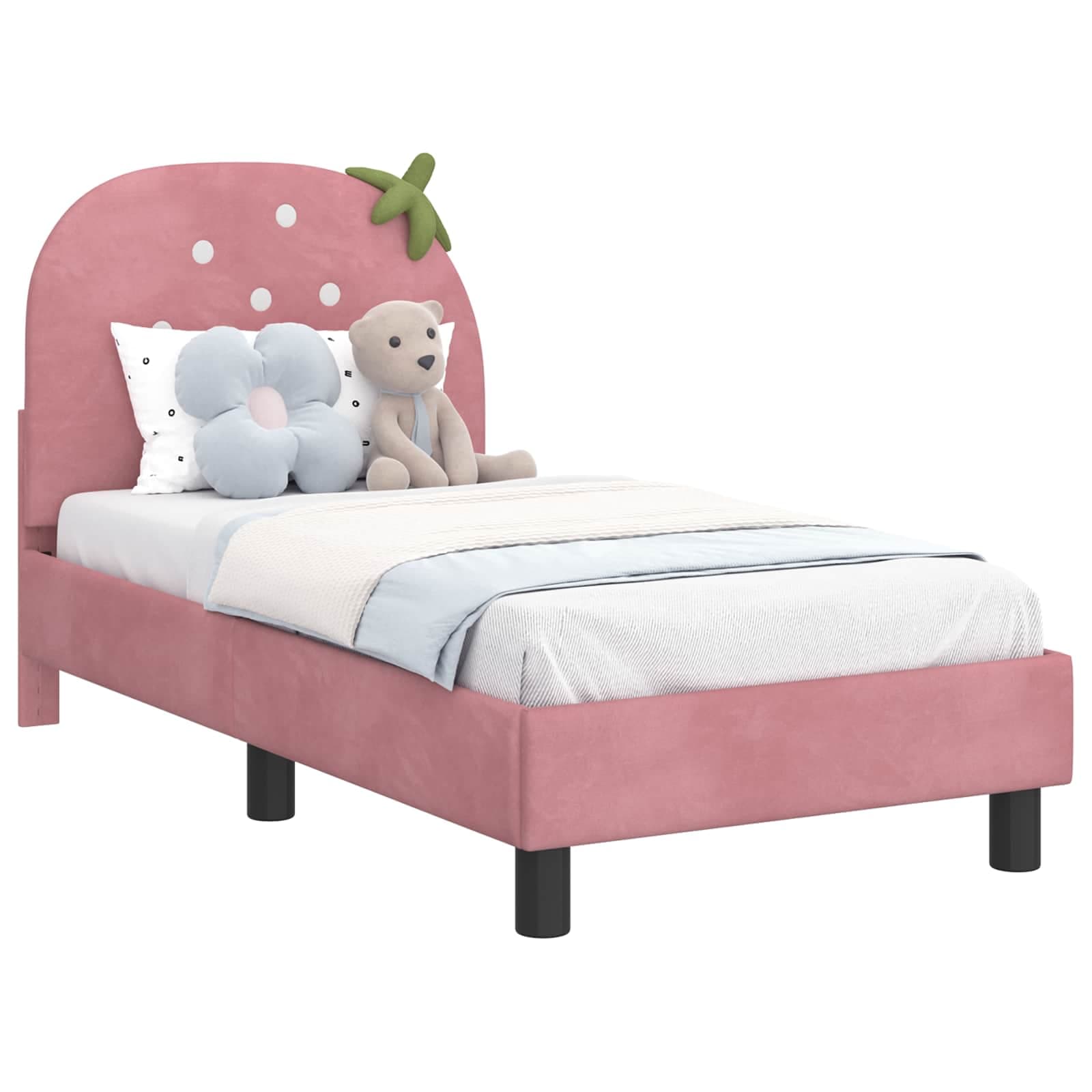 vidaXL Estrutura de Cama para Criança com Cabeceira Rosa 70 x 140 cm
