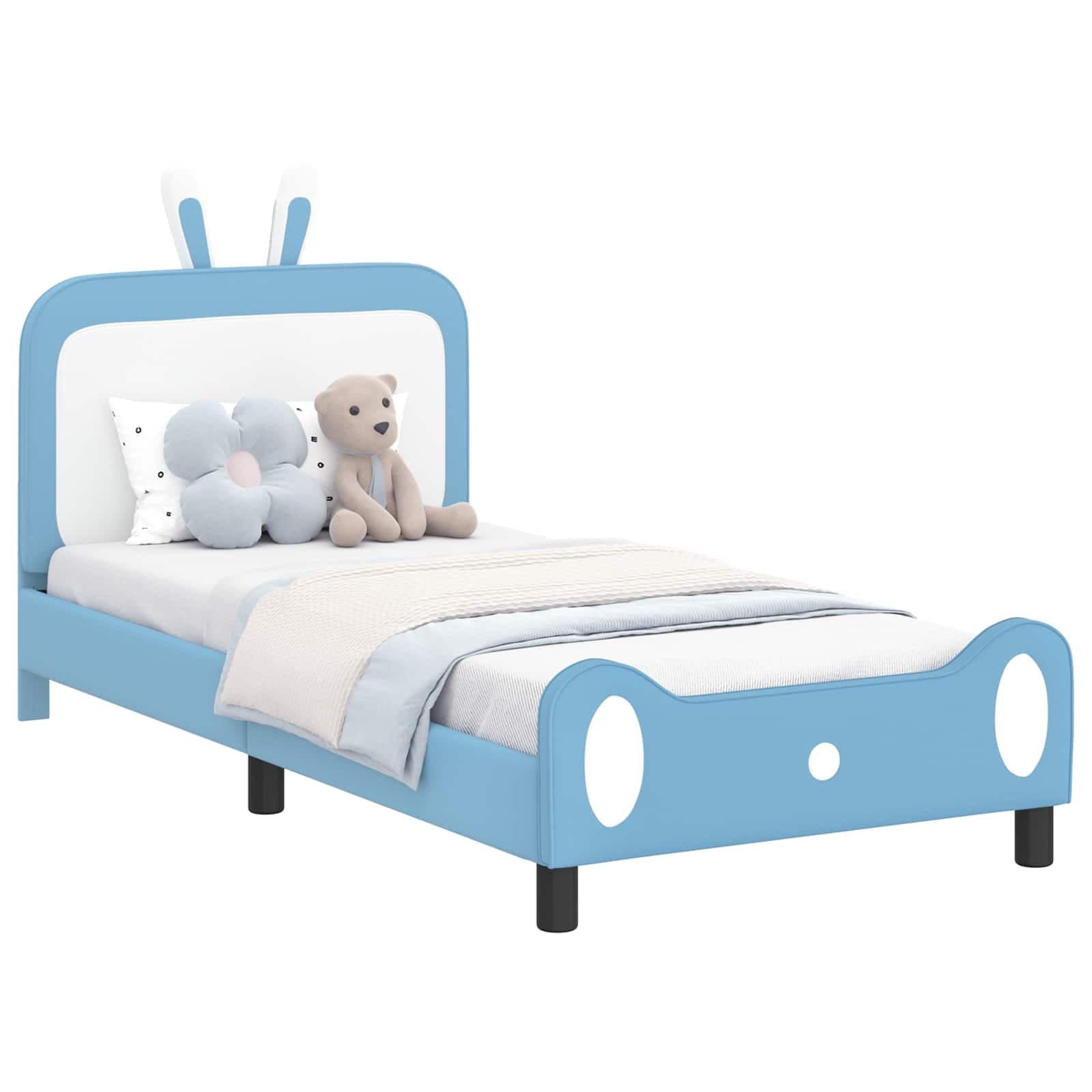 vidaXL Estrutura de Cama Infantil com Cabeceira Azul 90 x 190 cm PU
