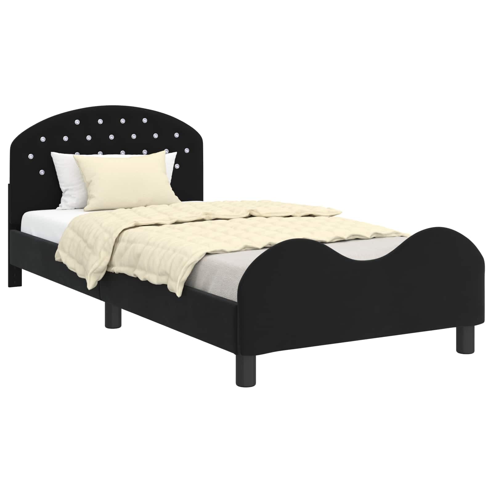 vidaXL Estrutura de Cama Infantil com Cabeceira Preto 90 x 190 cm