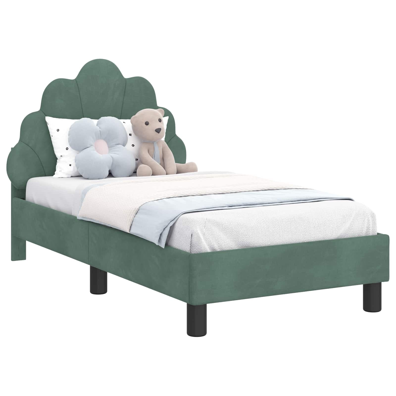 vidaXL Estrutura de Cama para Criança com Cabeceira Verde do Mar