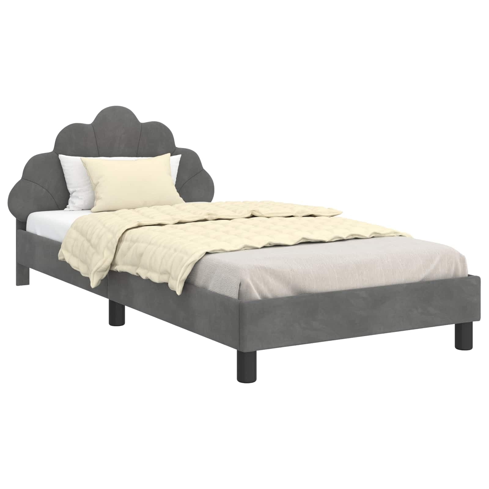 vidaXL Estrutura de Cama Infantil com Cabeceira Cinzento-Escuro Veludo
