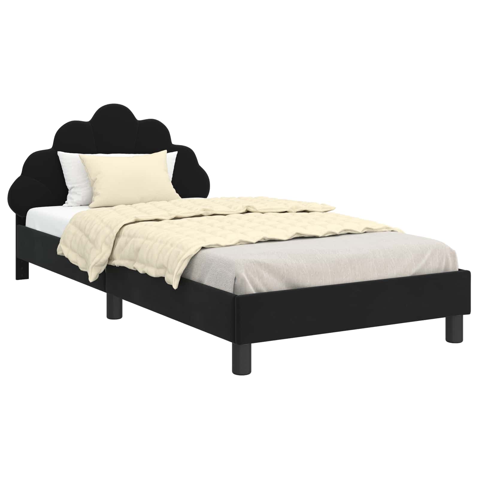 vidaXL Estrutura de Cama Infantil com Cabeceira Preto 90 x 190 cm