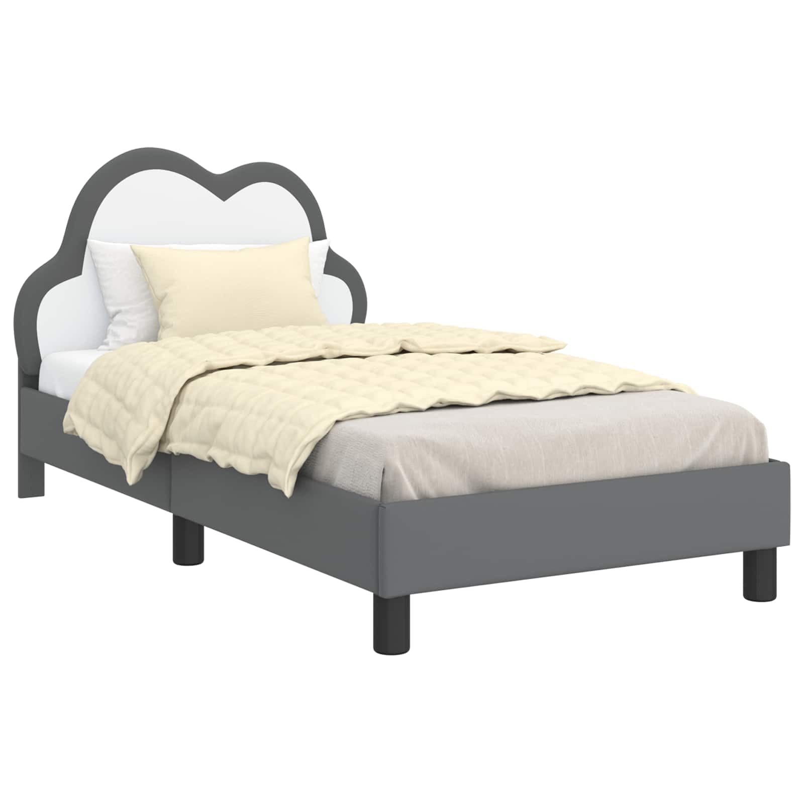 vidaXL Estrutura de Cama Infantil com Cabeceira Cinzento-claro PU