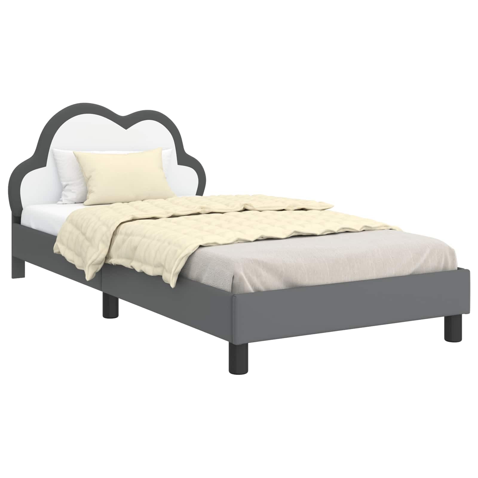 vidaXL Estrutura de Cama Infantil com Cabeceira Cinzento-claro PU