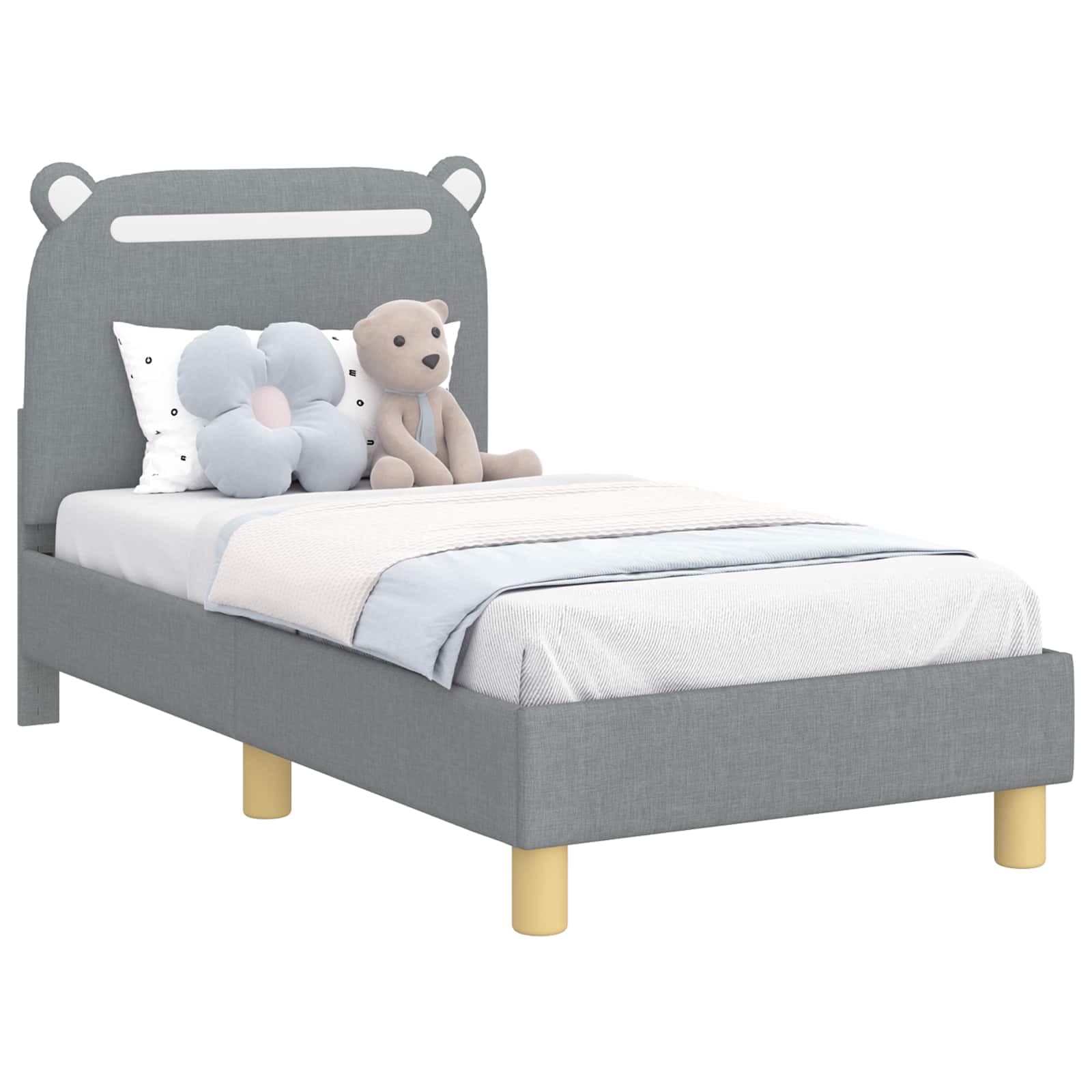 vidaXL Estrutura de Cama para Criança com Cabeceira Cinzento-claro
