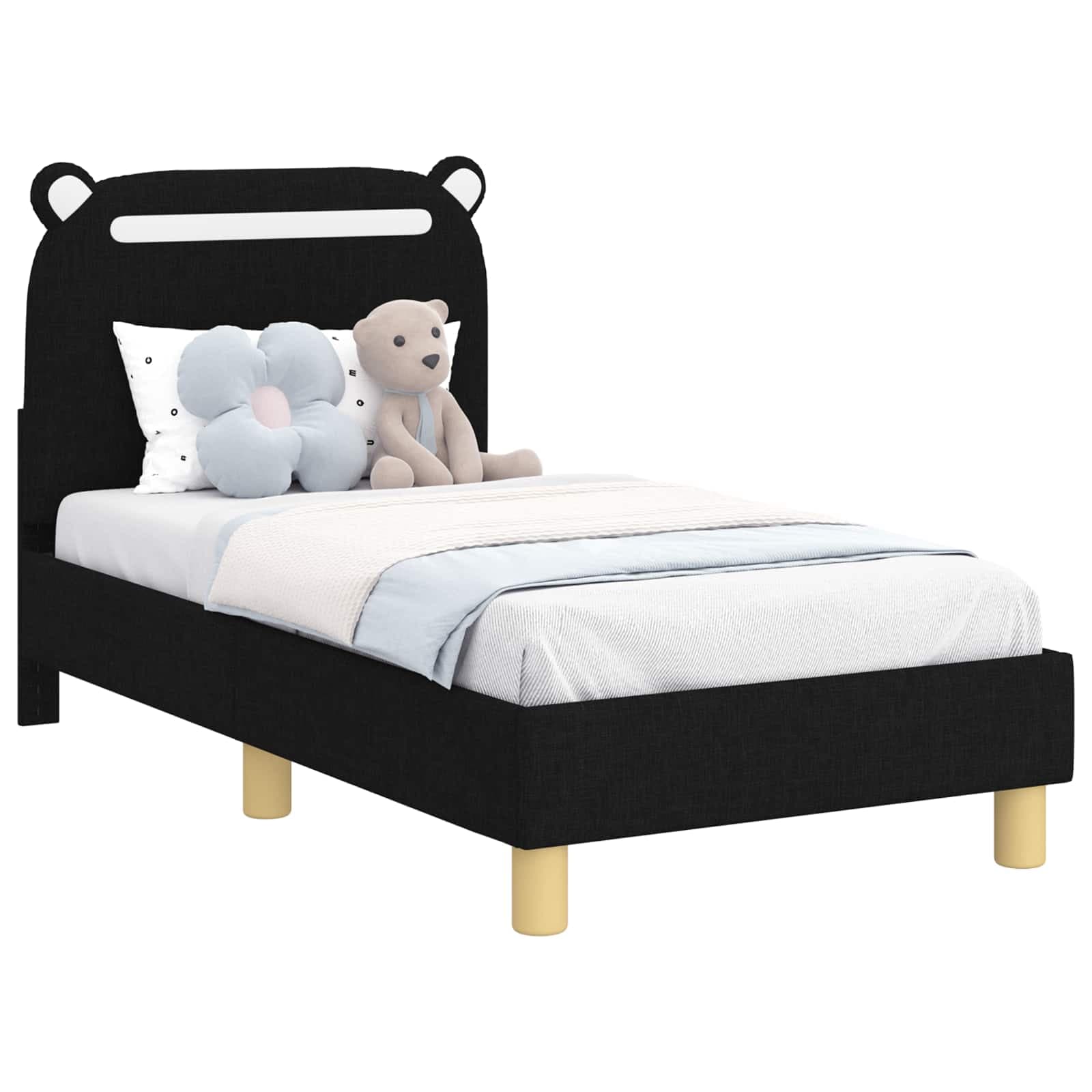 vidaXL Estrutura de Cama para Criança com Cabeceira Preto 70 x 140 cm