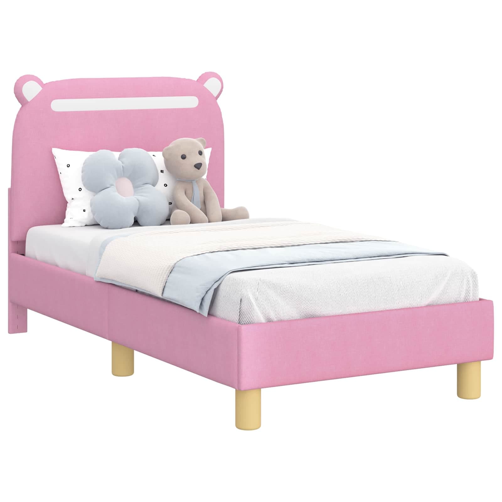 vidaXL Estrutura de Cama para Criança com Cabeceira Rosa 70 x 140 cm