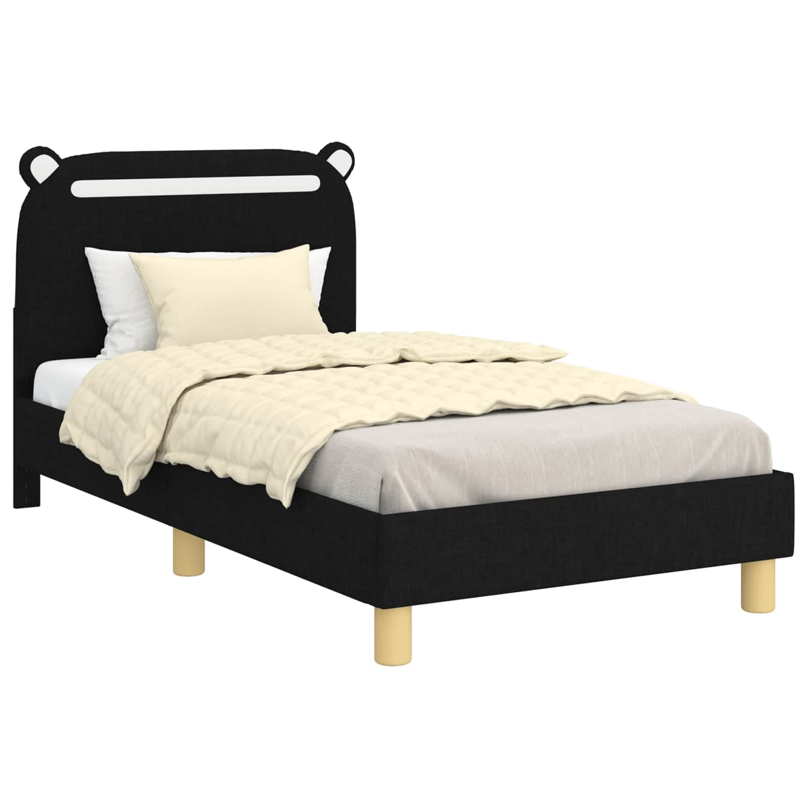 vidaXL Estrutura de Cama Infantil com Cabeceira Preto 80 x 160 cm