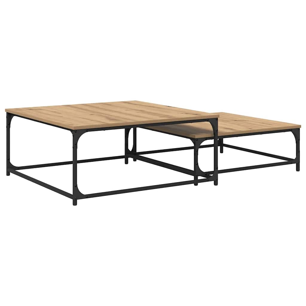 vidaXL Mesa de centro 2 pcs Carvalho Artesanal Madeira processada