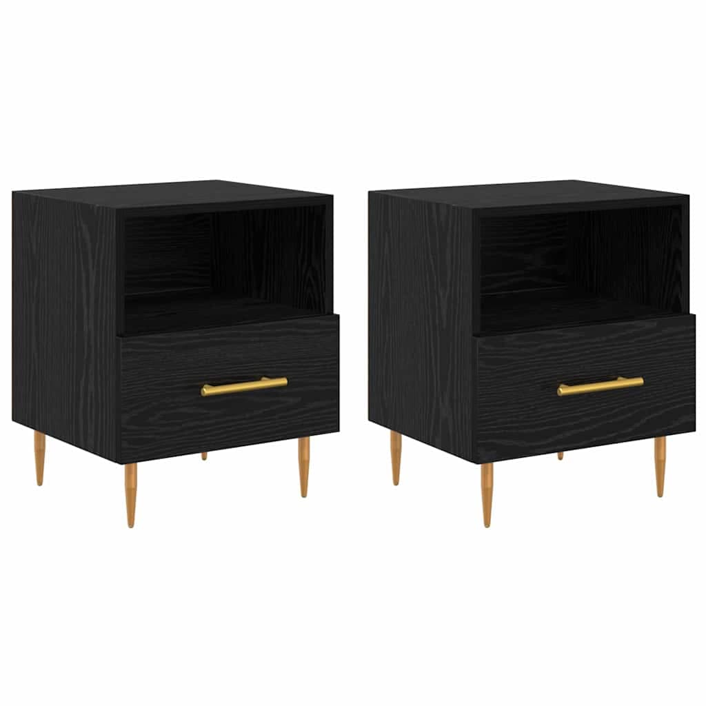 vidaXL Mesa-de-cabeceira com gaveta 2 pcs Preto 40 x 35 x 47,5 cm