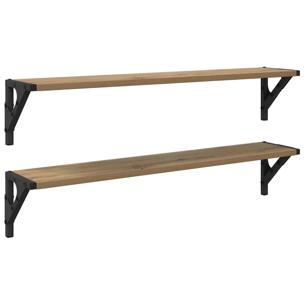 vidaXL Prateleiras de Parede com prateleira 2 pcs Carvalho Artesanal