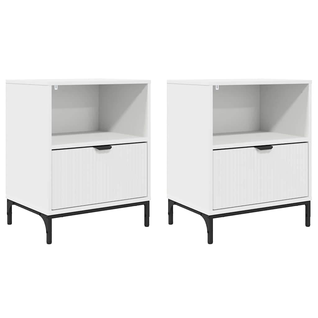 vidaXL Armário de Cabeceira com gaveta 2 pcs Branco 49 x 36 x 61 cm