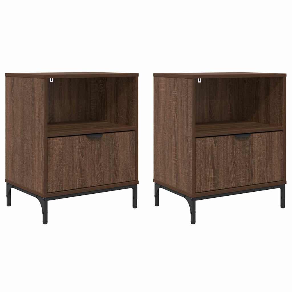 vidaXL Armário de Cabeceira 2 pcs Carvalho castanho 49 x 36 x 61 cm